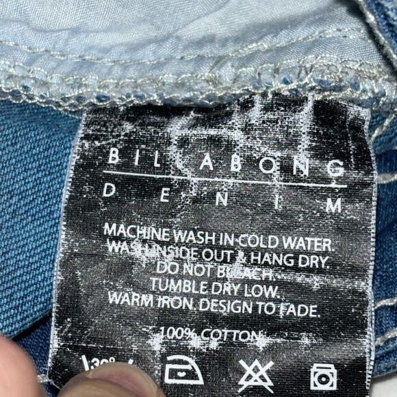 Billabong | Women’s Blue Denim Distressed Short Fit Jeans Shorts - Picture 13 of 14